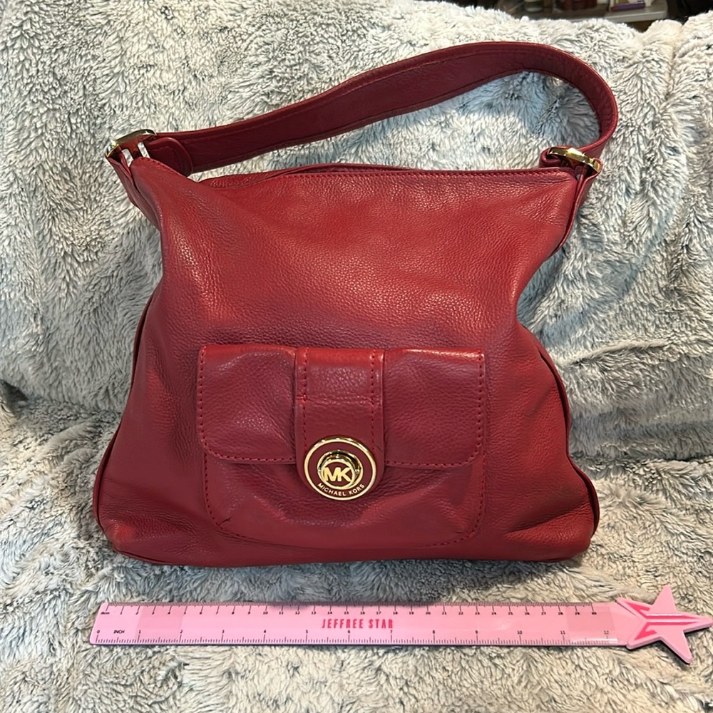 Michael Kors Cherry Red Leather Shoulder Bag